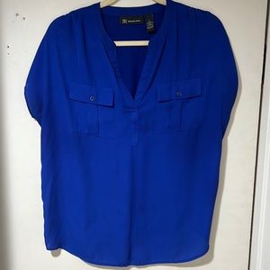INC International Concepts Royal short sleeve Blue blouse size LG